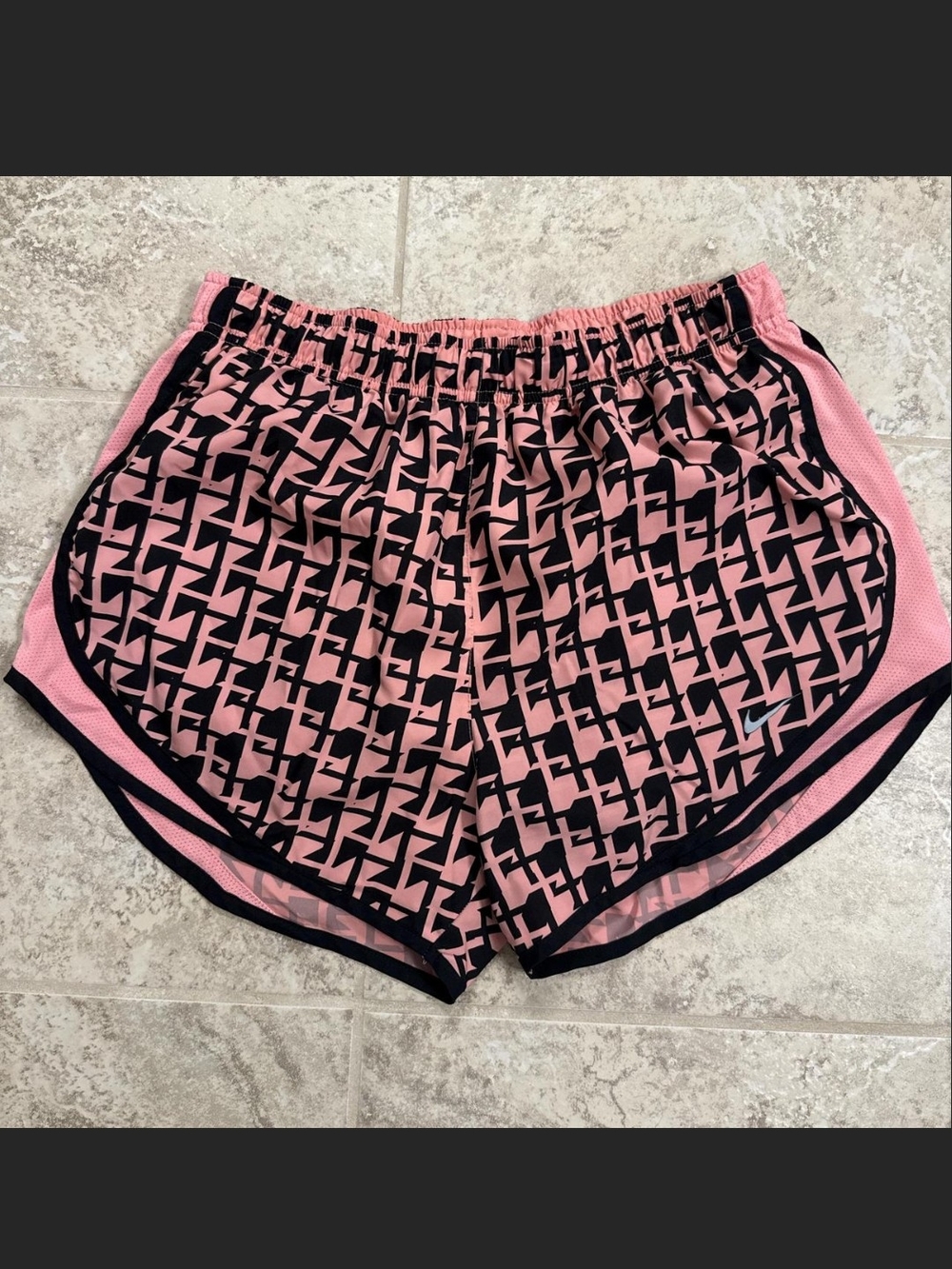 Nike Pink and Black Geometric Women's Athletic Shorts